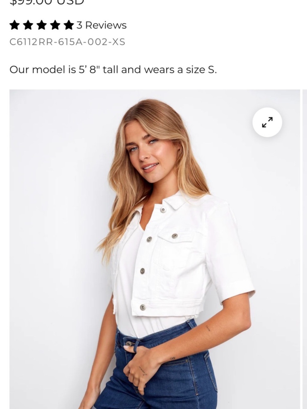 CHARLIE B White Cropped Jean Jacket